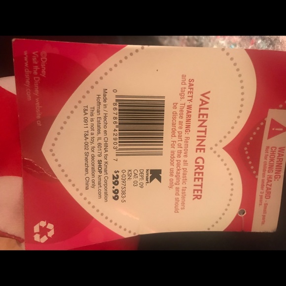 Disney Mickey and Minnie Valentine Greeter Plush 24” holding hearts NWT - Picture 6 of 8